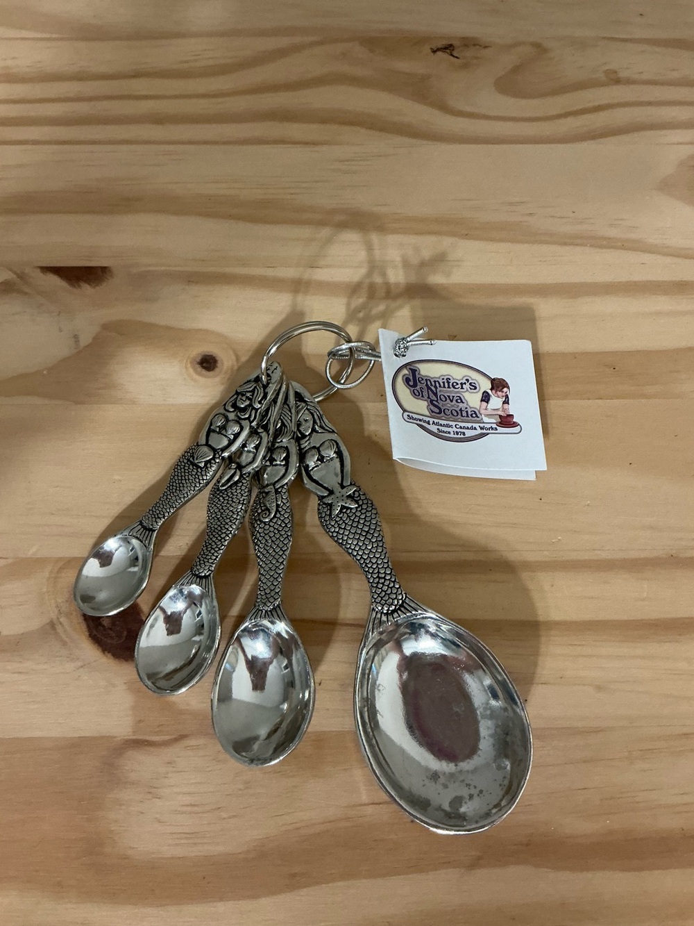 Vintage-Style Handmade Pewter Mermaid Handle Measuring Spoon Set by Basic Spirit